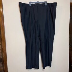Ralph Lauren Men's Pleated Wool Blend Dress Pants Black 52W 30L Classic Cuffed